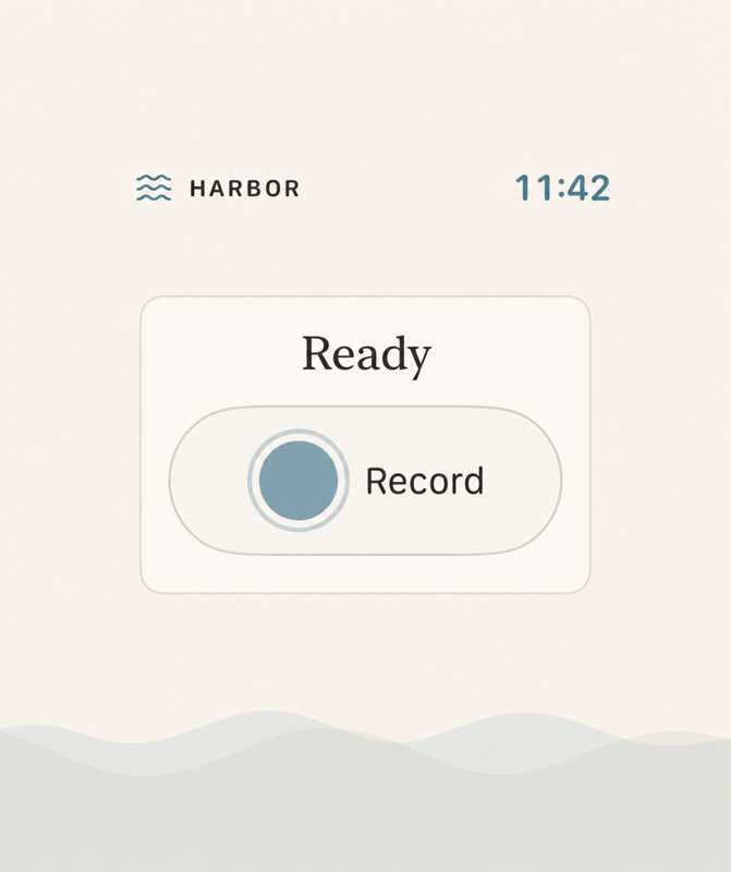 Actual Harbor Apple Watch app ready screen with a large Record button.